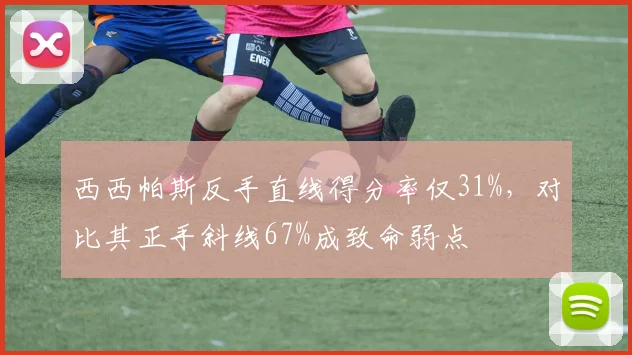 西西帕斯反手直线得分率仅31%,对比其正手斜线67%成致命弱点